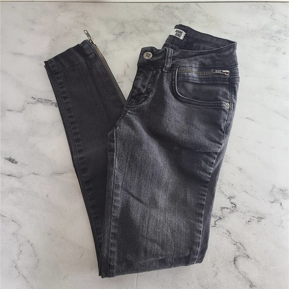 Anine Bing Y2K Lowrise Gray Skinny Leg Jeans 24 Preowned - Picture 1 of 7